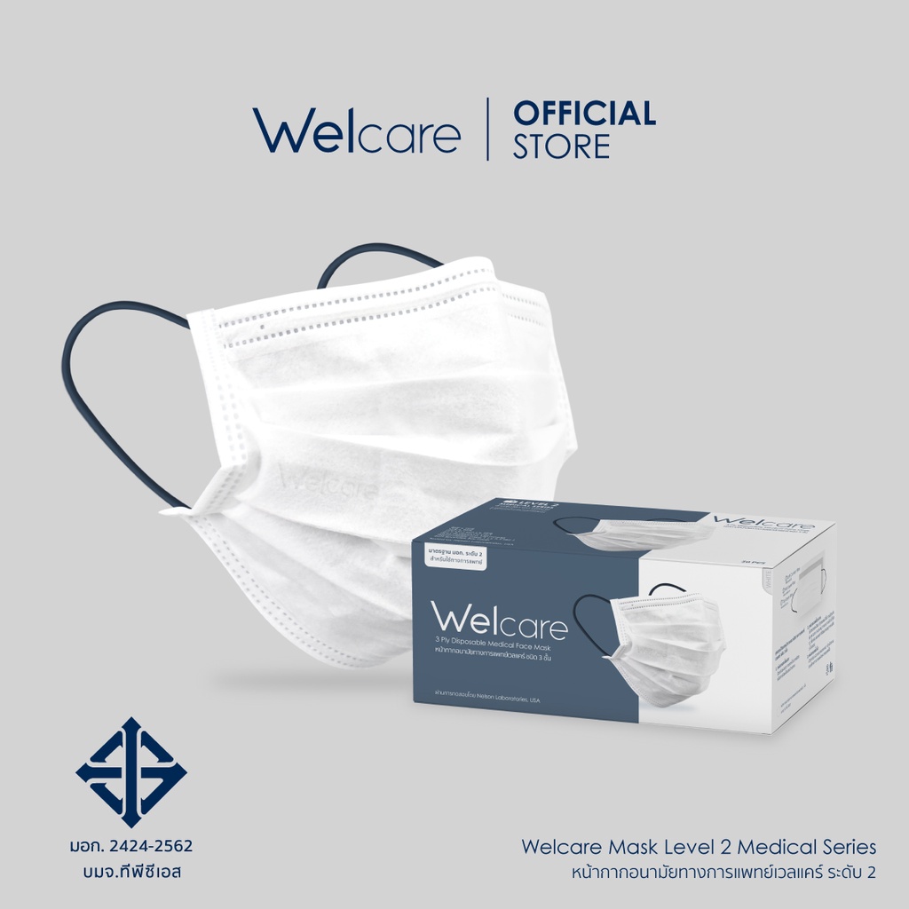 Welcare Mask Level 2 Medical Series เวลแคร์ ระดับ 2 หน้ากากอนามัยทางการแพทย์ ยี่ห้อไหนดี