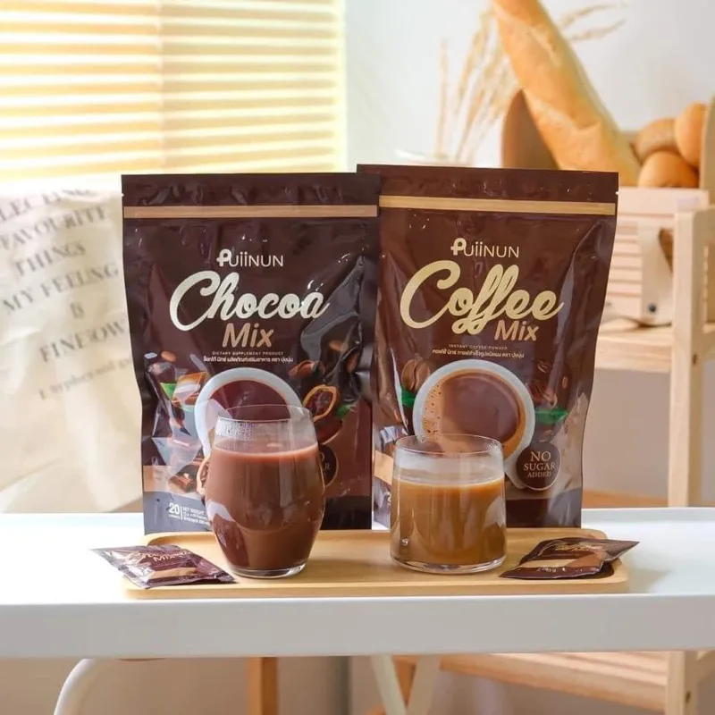 กาแฟปุยนุ่น โกโก้ปุยนุ่น  คอฟฟี่มิกซ์ ช็อคโก้มิกซ์ Puiinun Coffee Mix & Chocoa